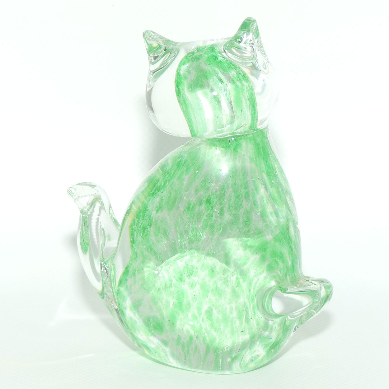 Murano Glass Lime Green and Clear Cat figure