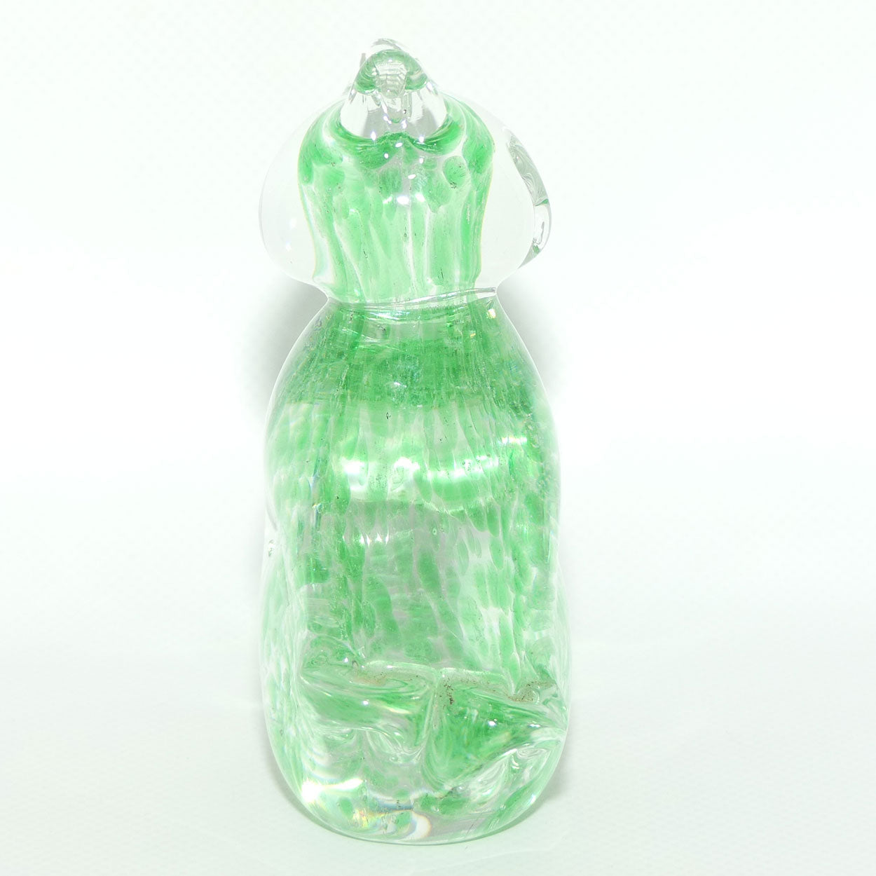 Murano Glass Lime Green and Clear Cat figure