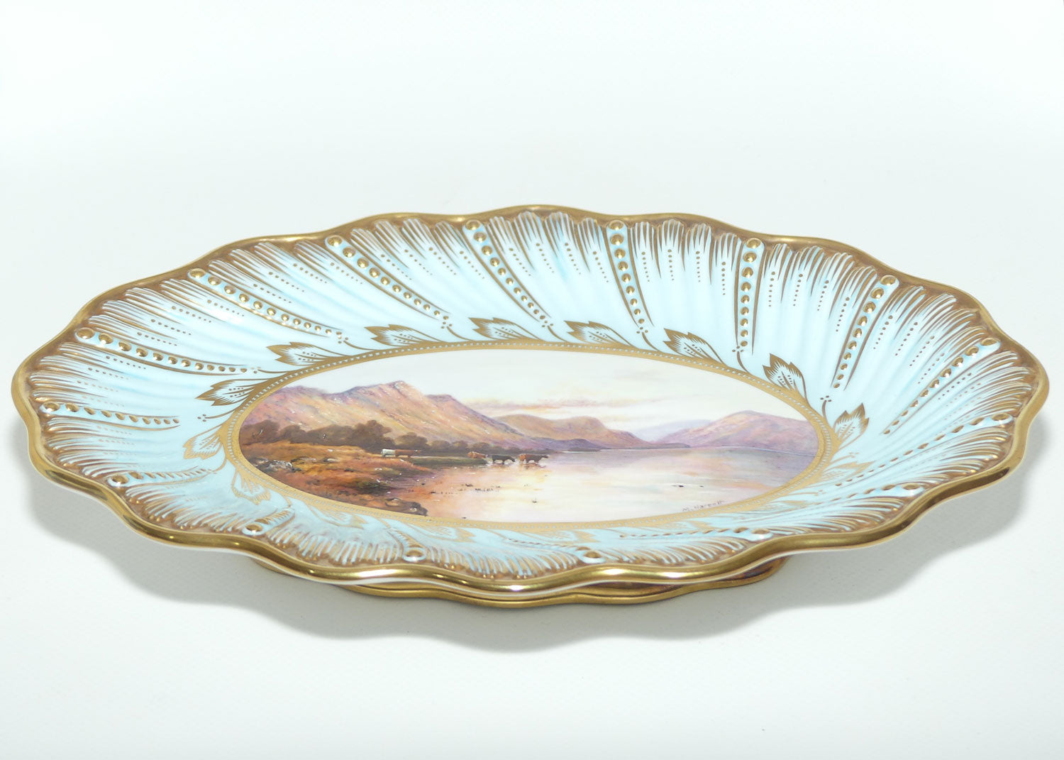 Coalport Prestige hand painted and gilt decorated Rural Scene | Cattle comport by Malcolm Harnett