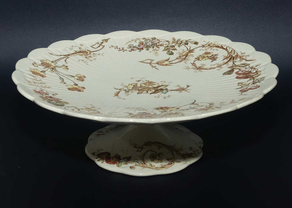 Ridgway Cauldon Place Victorian era Floral decorated comport