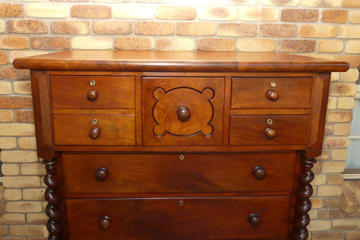 Australian Colonial Cedar chest of 7 drawers | Barley Twist columns | c.1890