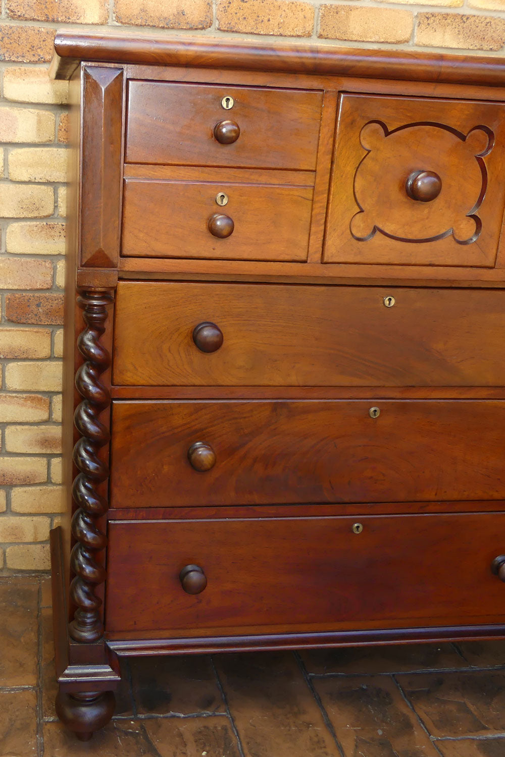 Australian Colonial Cedar chest of 7 drawers | Barley Twist columns | c.1890