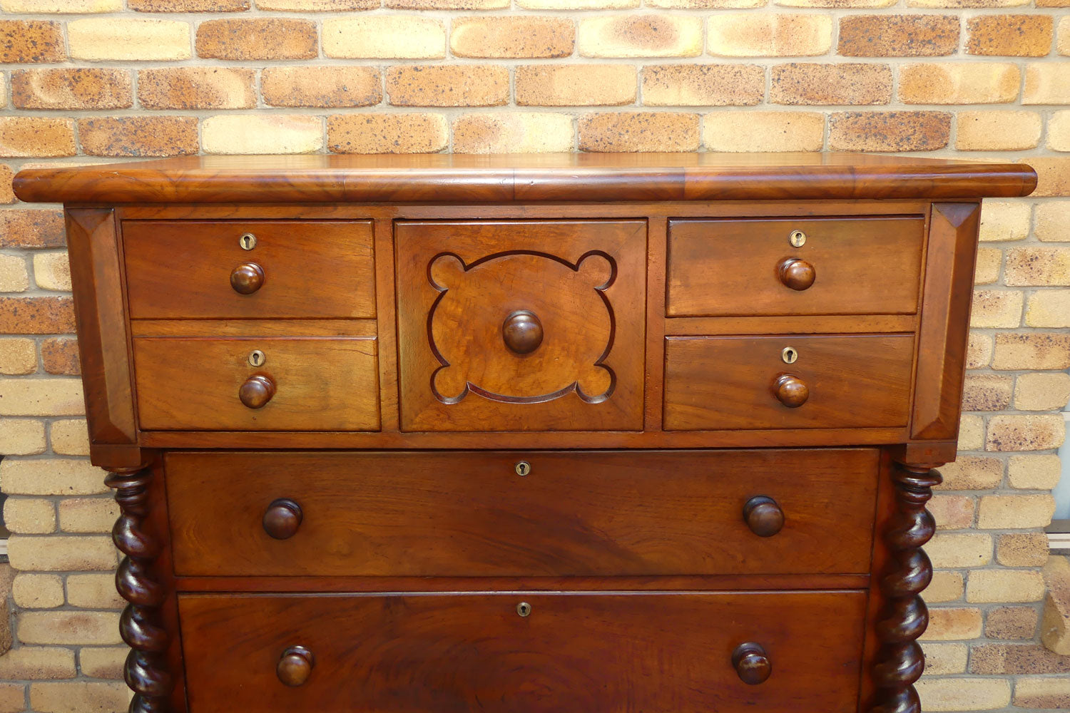 Australian Colonial Cedar chest of 7 drawers | Barley Twist columns | c.1890