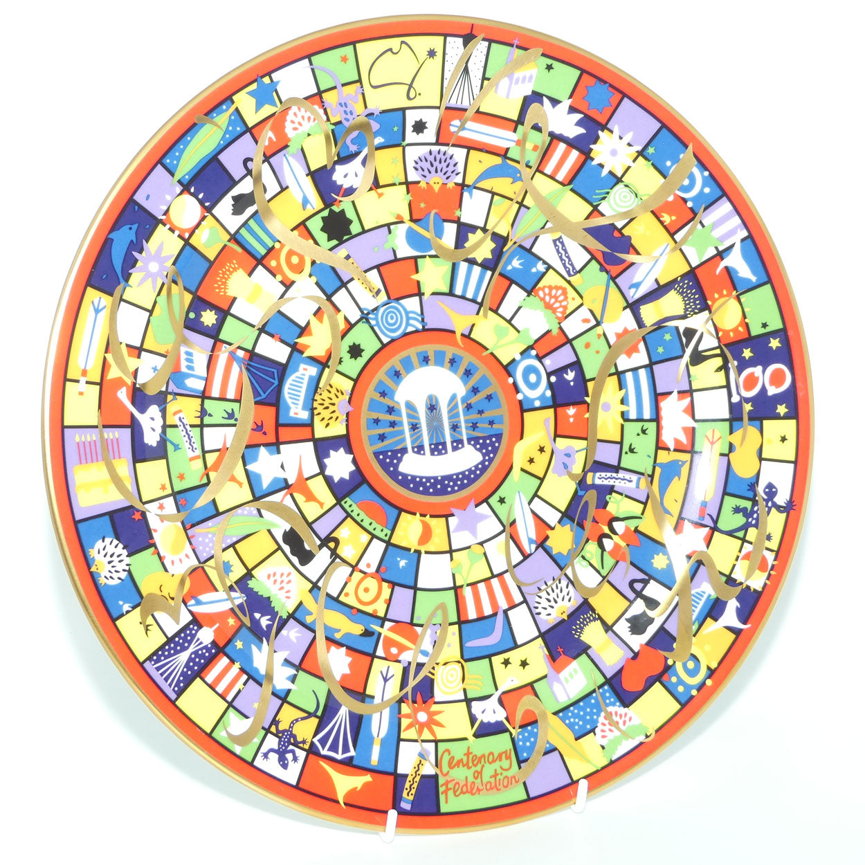 Wedgwood Australia Centenary of Federation | Celebration Squares Art Plate | 32cm | signed, box + Cert