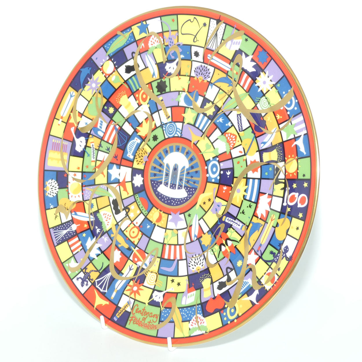 Wedgwood Australia Centenary of Federation | Celebration Squares Art Plate | 32cm | signed, box + Cert