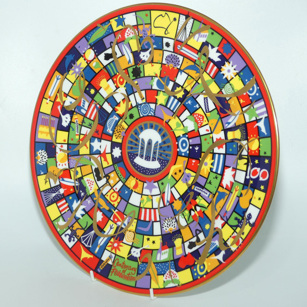 Wedgwood Australia Centenary of Federation | Celebration Squares Art Plate | 32cm | signed, box + Cert