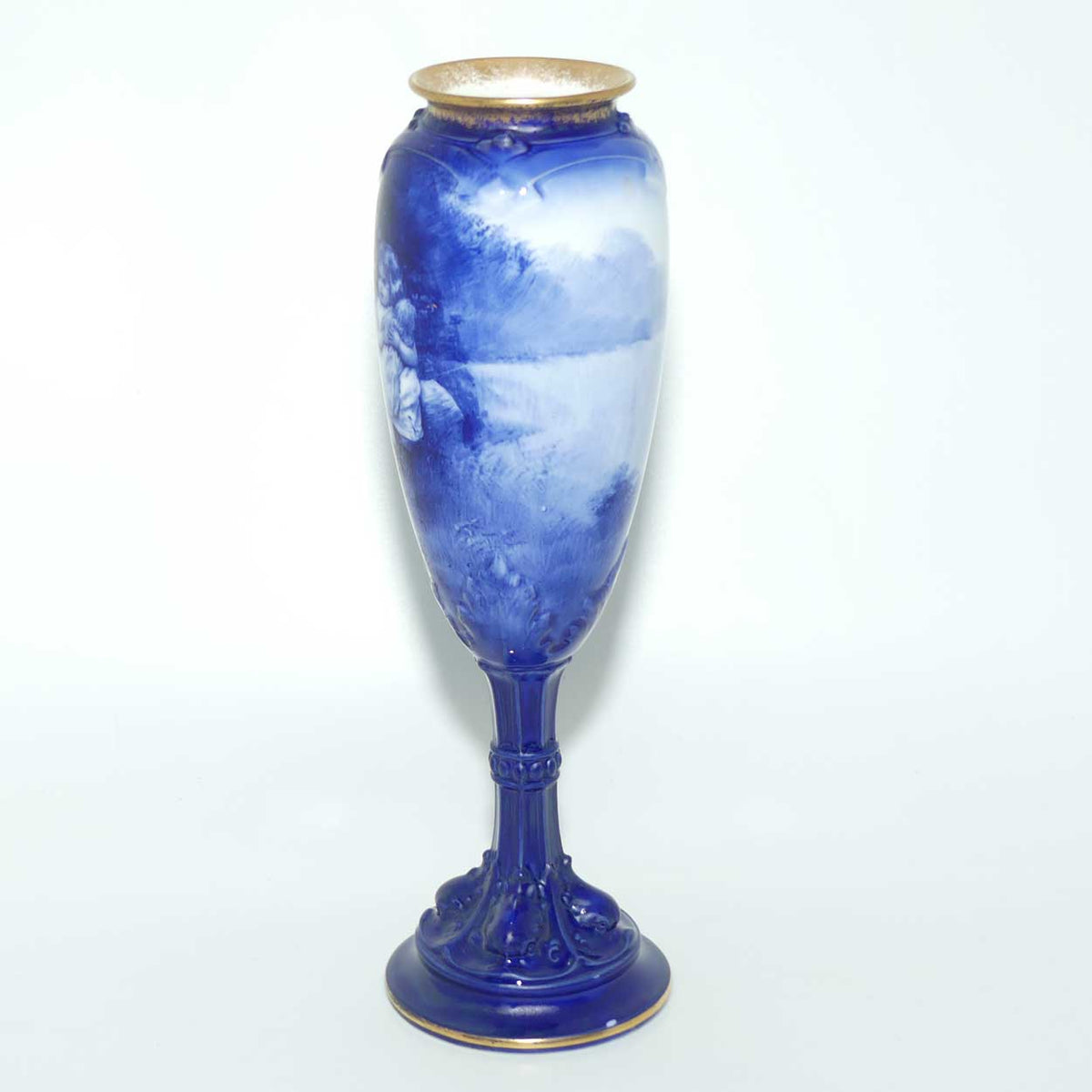Royal Doulton Blue Childrens chalice vase | Girl with Baby crying