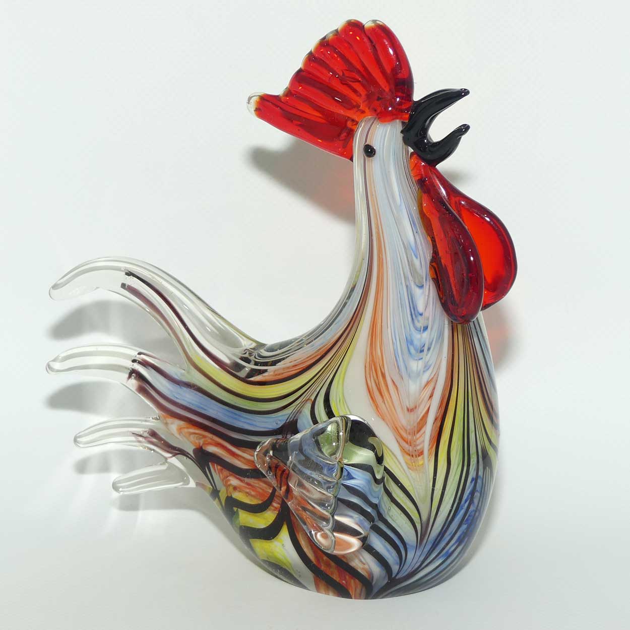 Heavy Blown Glass Colourful Rooster figure