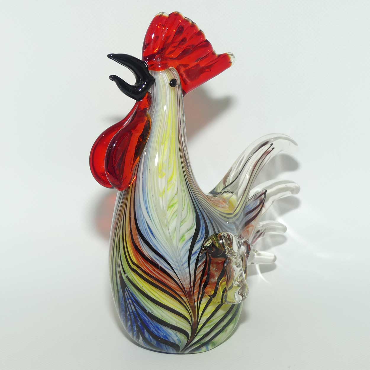 Heavy Blown Glass Colourful Rooster figure