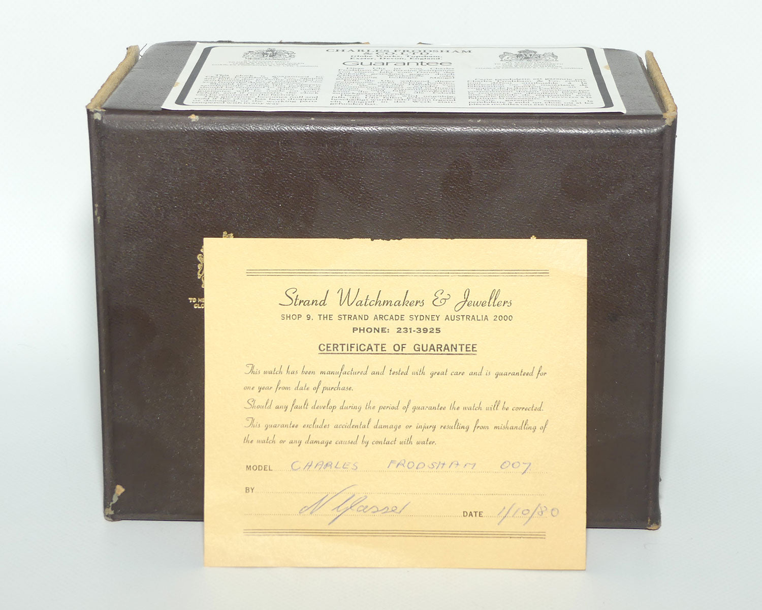 Charles Frodsham & Co Ltd Brass Carriage Clock | original box and papers | circa 1980
