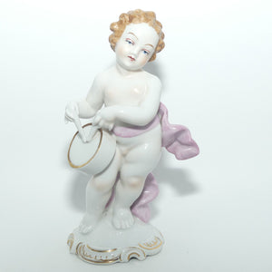 Neutettau Porcelain Bavaria | Pair of Putti figures | One with Drums | One with Harp