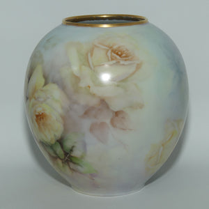 Australian China Painted vase | depicting Camellias by M Buckler 1978