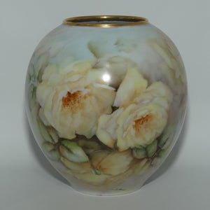 Australian China Painted vase | depicting Camellias by M Buckler 1978