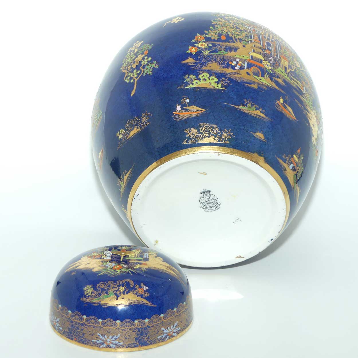 W & R Carlton Ware Chinese Tea Garden on Blue Ground lidded Ginger Jar  | Pattern 2936 | 25cm tall