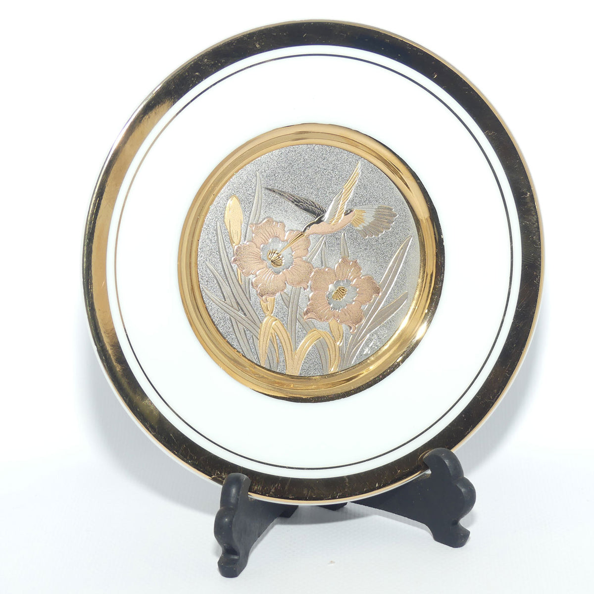 Chokin | The Art of Chokin | Hummingbird and Flowers plate