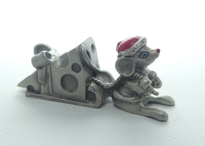 Selangor Pewter Christmas Mouse with Cheese Sleigh figure