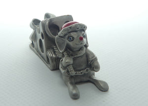 Selangor Pewter Christmas Mouse with Cheese Sleigh figure