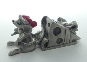 Selangor Pewter Christmas Mouse with Cheese Sleigh figure