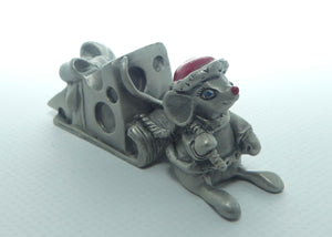 Selangor Pewter Christmas Mouse with Cheese Sleigh figure