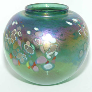 Australian Studio Glass | Iridescent Green vase by Chuck and Lesley Simpson