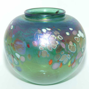 Australian Studio Glass | Iridescent Green vase by Chuck and Lesley Simpson