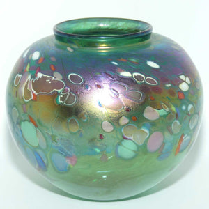 Australian Studio Glass | Iridescent Green vase by Chuck and Lesley Simpson