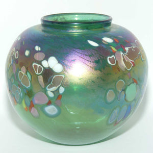 Australian Studio Glass | Iridescent Green vase by Chuck and Lesley Simpson