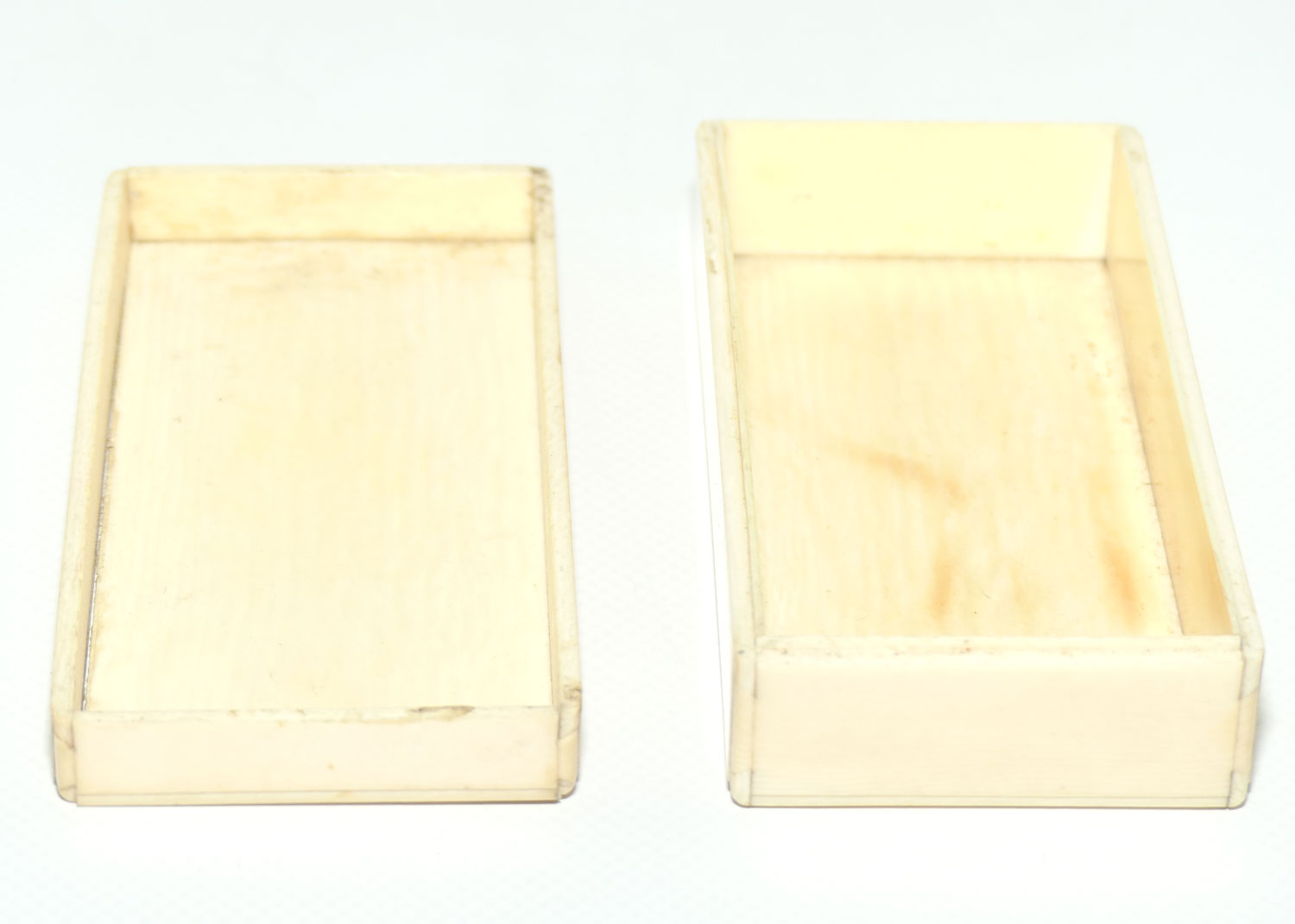 Carved Ivory trinket box depicting Elephant and Tiger