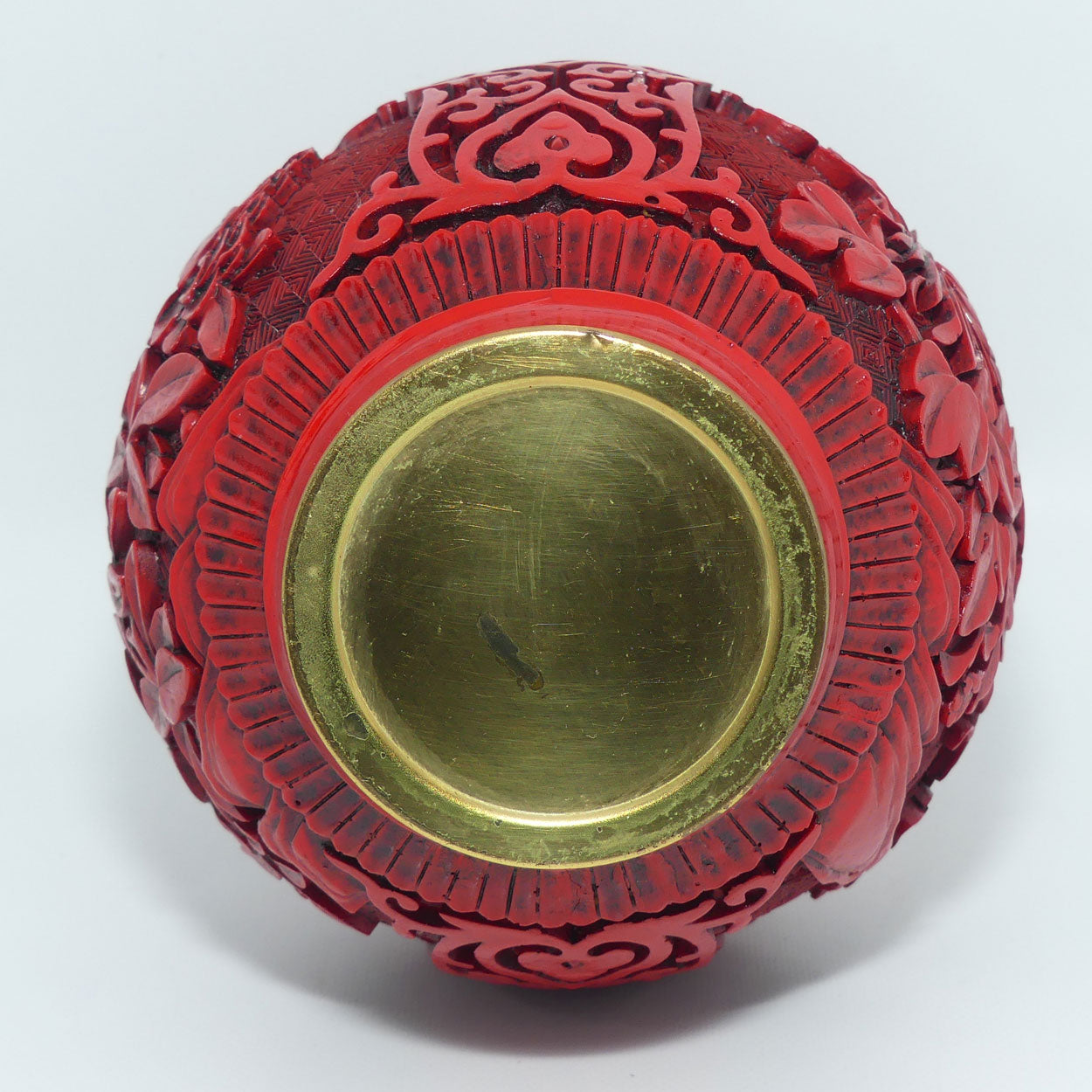 Cinnabar on Brass  Floral design vase