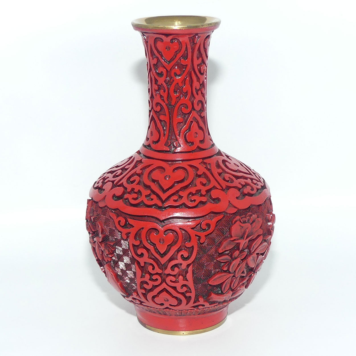 Cinnabar on Brass  Floral design vase
