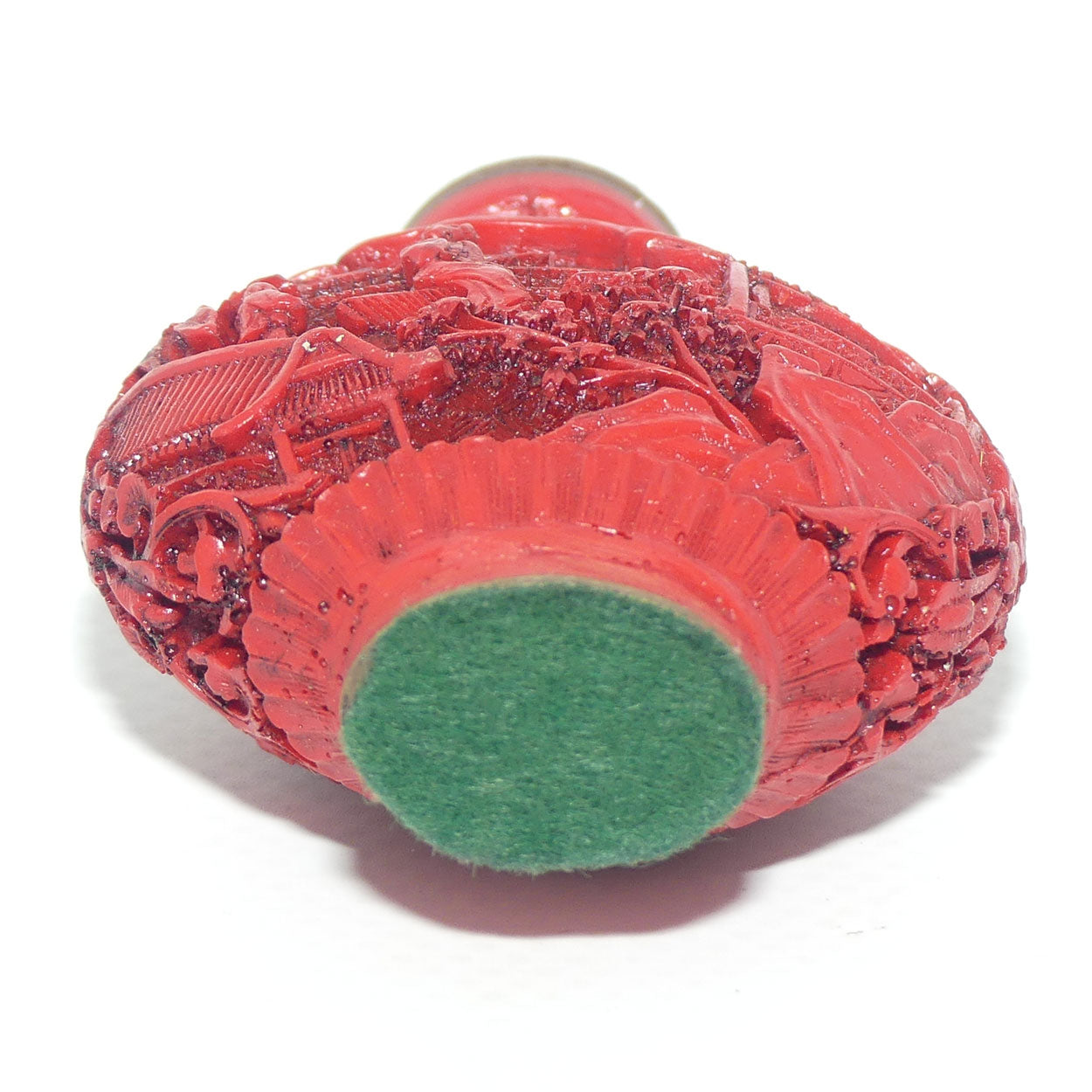 Chinese Cinnabar round shape snuff bottle | #1 | House on the Lake scene