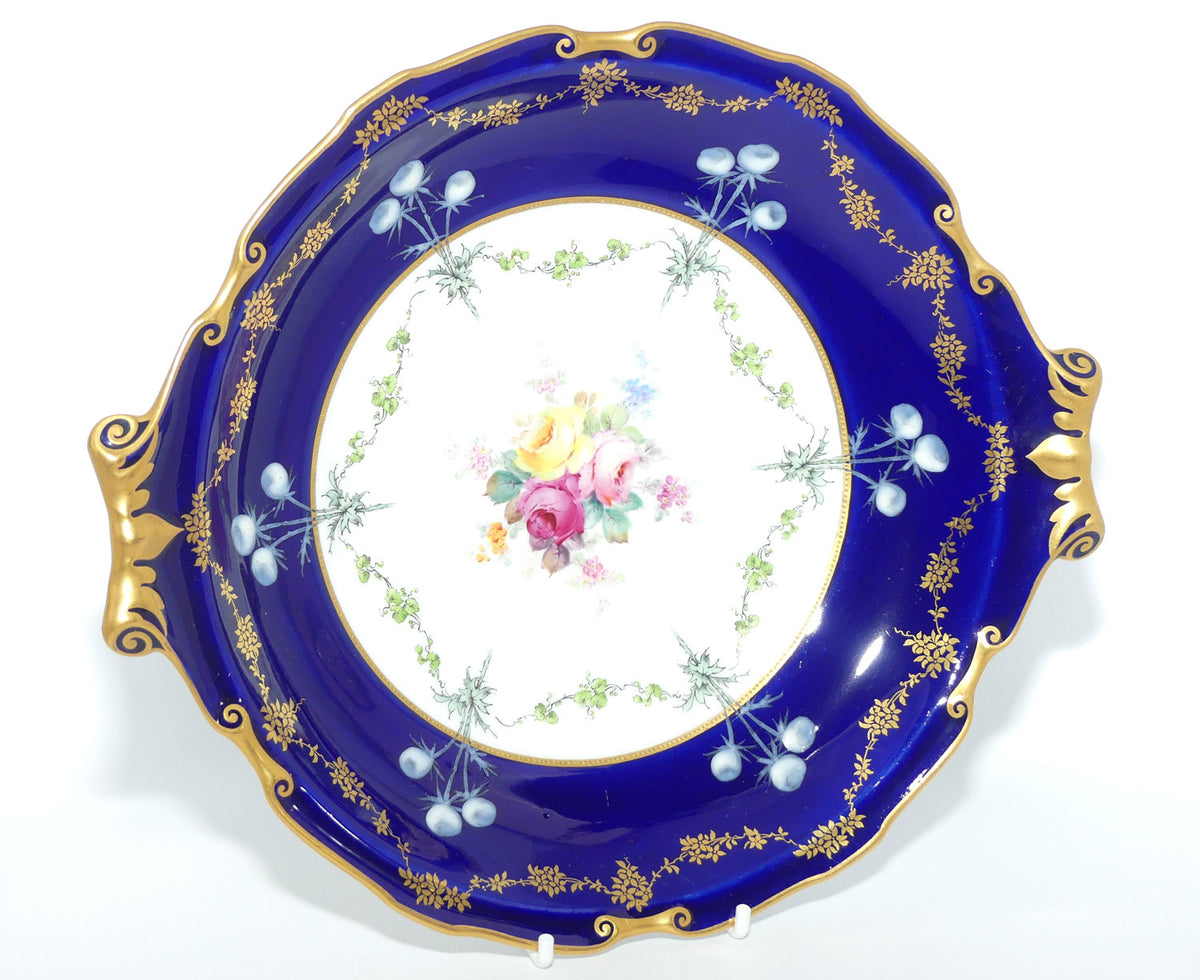 Royal Crown Derby Floral Decor and Rich Blue and Gilt handled server | #2 | Pattern 6642 | c.1902