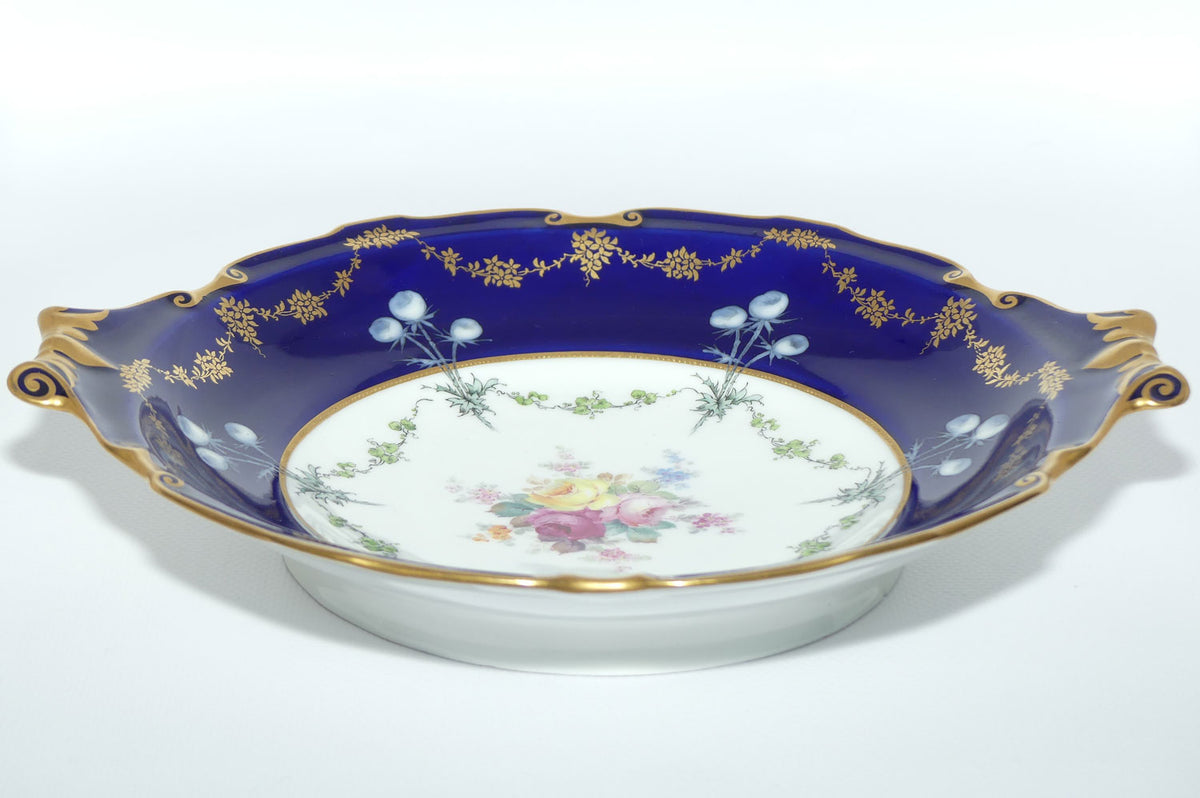 Royal Crown Derby Floral Decor and Rich Blue and Gilt handled server | #2 | Pattern 6642 | c.1902
