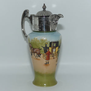 Royal Doulton Blue Sky | Coaching Days claret jug with EPNS handle and lid E2768