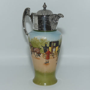 Royal Doulton Blue Sky | Coaching Days claret jug with EPNS handle and lid E2768