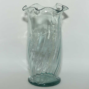 Mary Gregory on Clear Glass fluted top celery vase | Girl with Butterfly