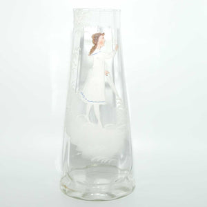 Clear Mary Gregory Glass vase | Girl with Umbrella | Coloured