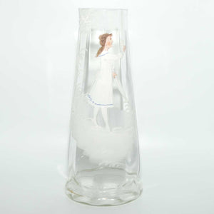 Clear Mary Gregory Glass vase | Girl with Umbrella | Coloured