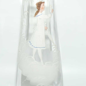 Clear Mary Gregory Glass vase | Girl with Umbrella | Coloured