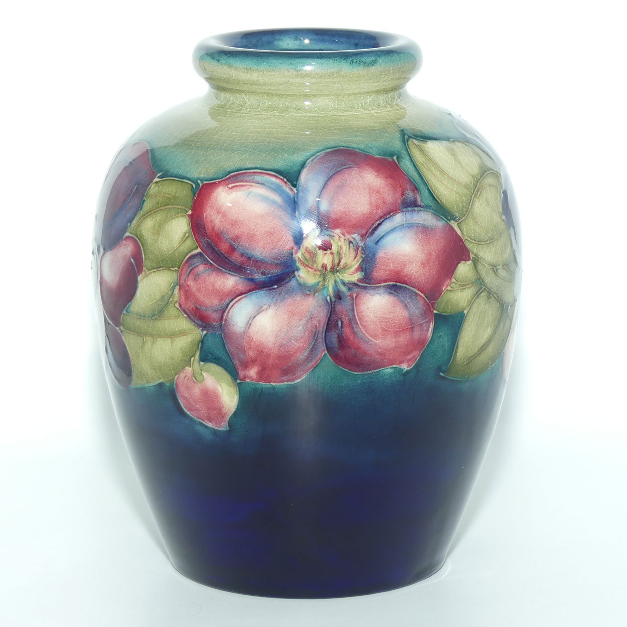 Walter Moorcroft Clematis (Blue Green) vase #1