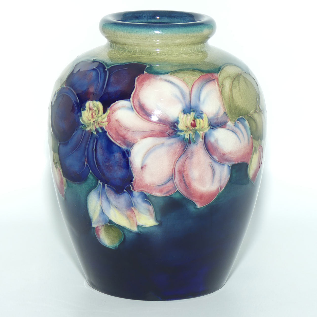 Walter Moorcroft Clematis (Blue Green) vase #1