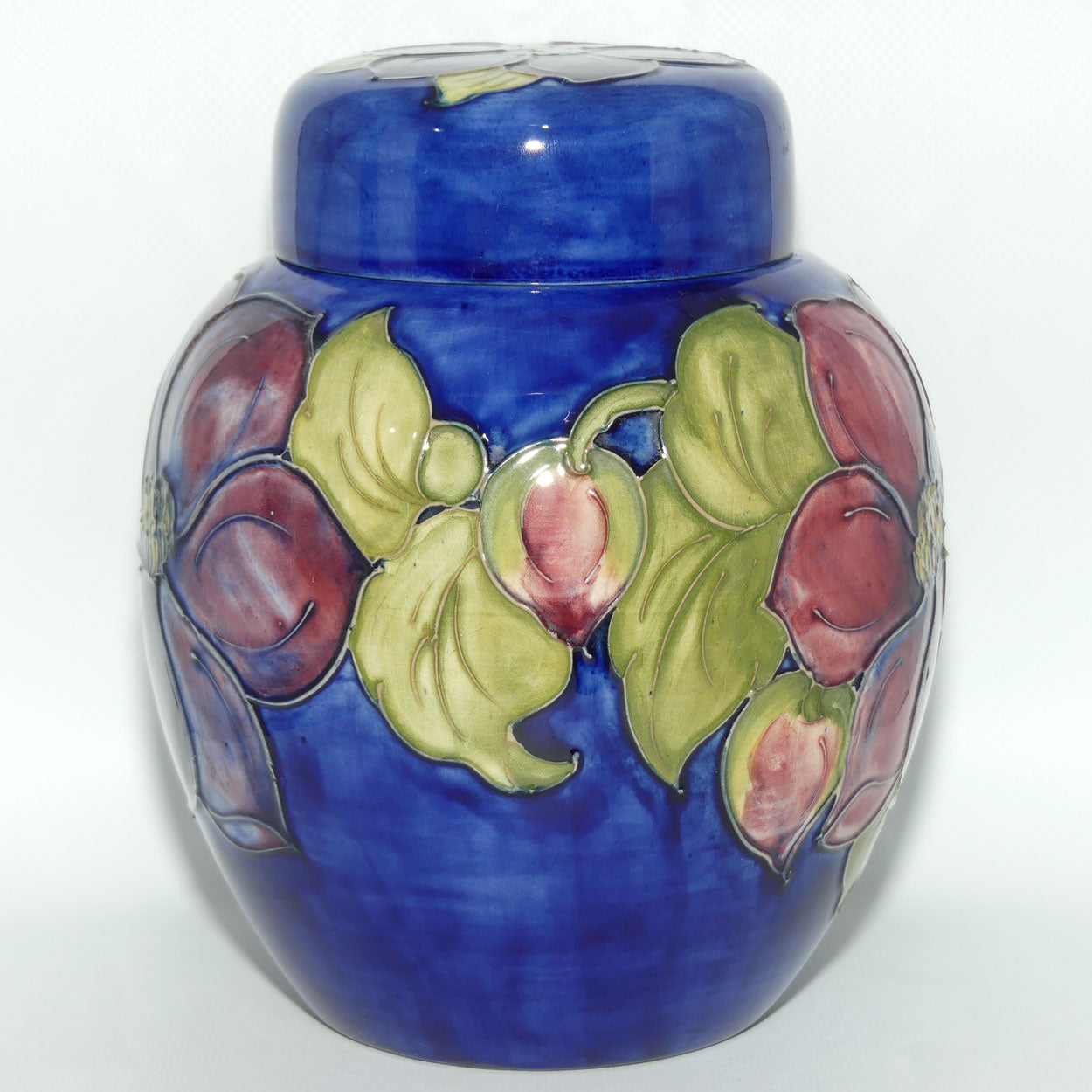 Walter Moorcroft Clematis | Blue large size lidded ginger jar | 20.5cm tall
