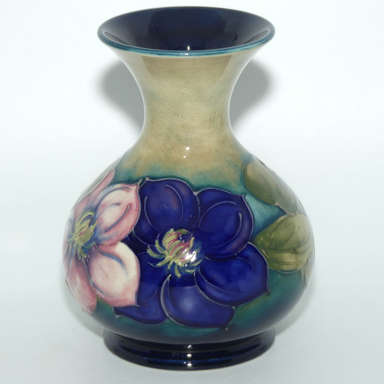 Walter Moorcroft Clematis (Green) flaired and waisted vase