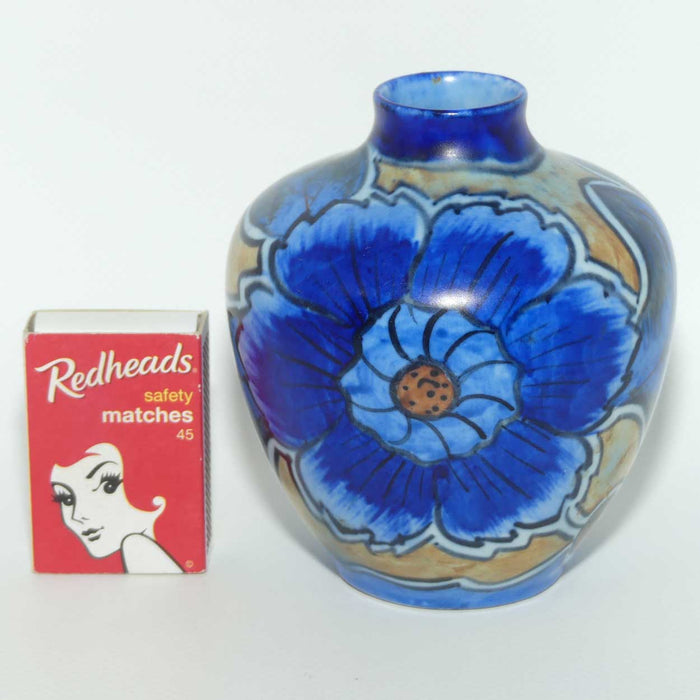 Clews & Co Tunstall Chameleon Ware Art Deco vase | Blue Floral