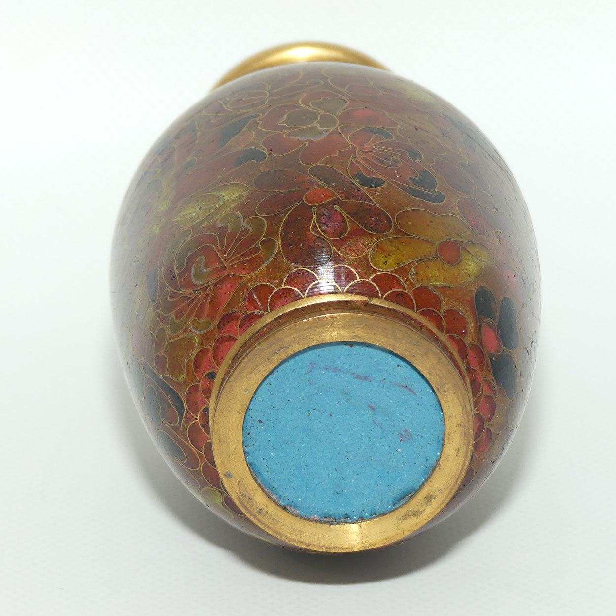 Mid Century Cloisonne Vase | Small | Iron Red | Brass