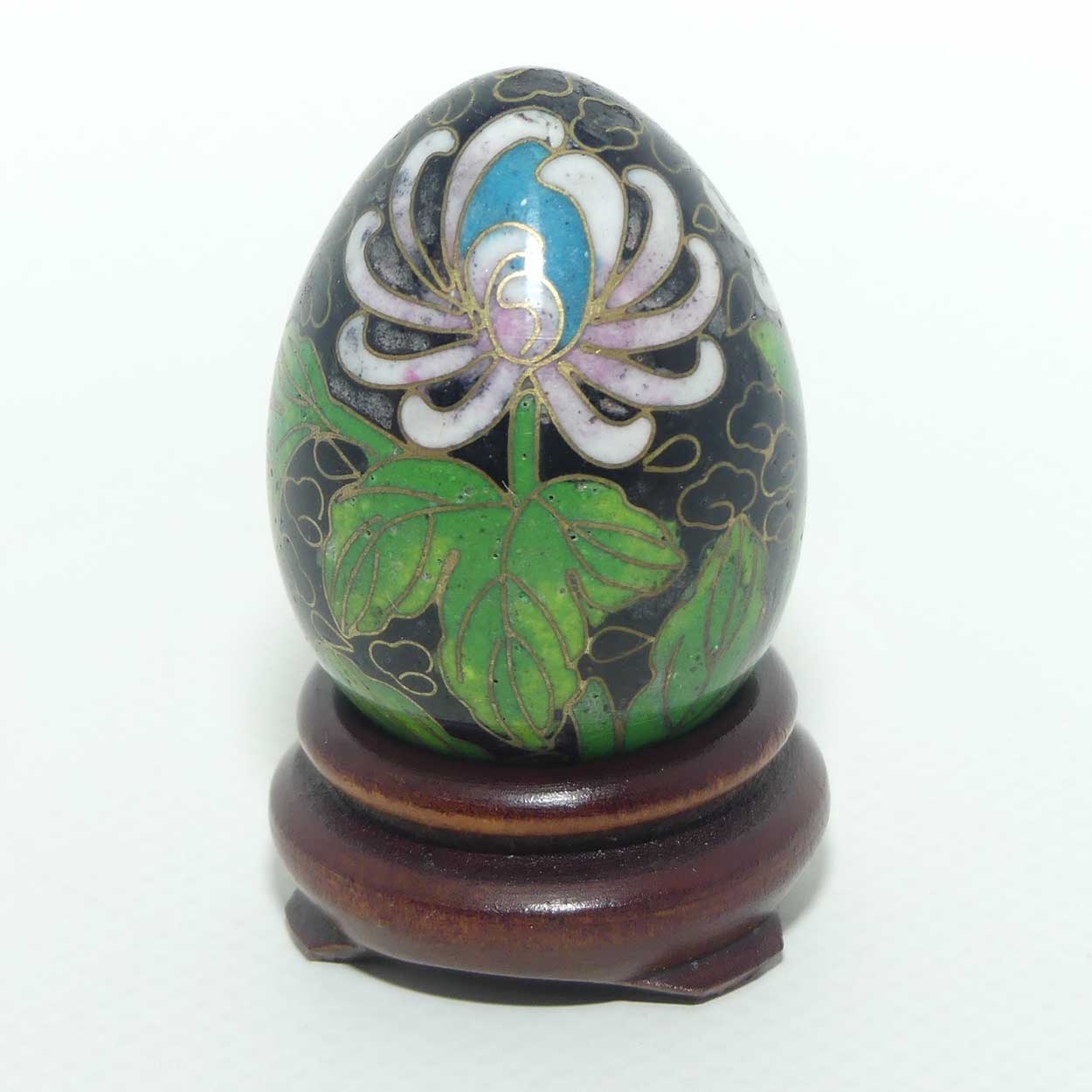 Mid Century Cloisonne miniature egg on stand