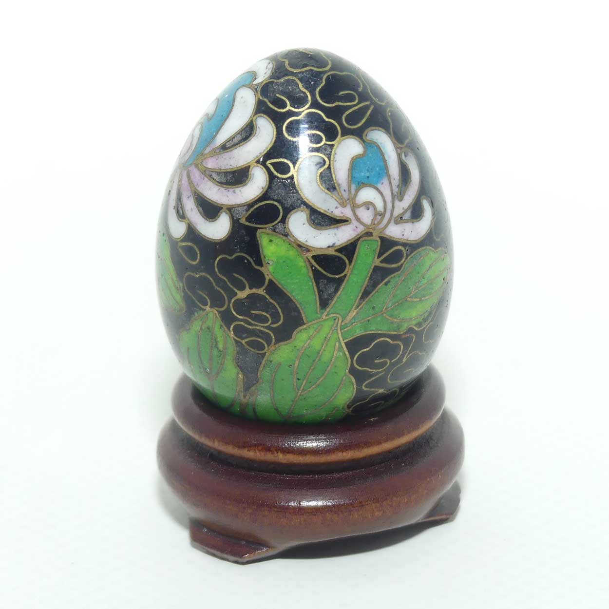 Mid Century Cloisonne miniature egg on stand