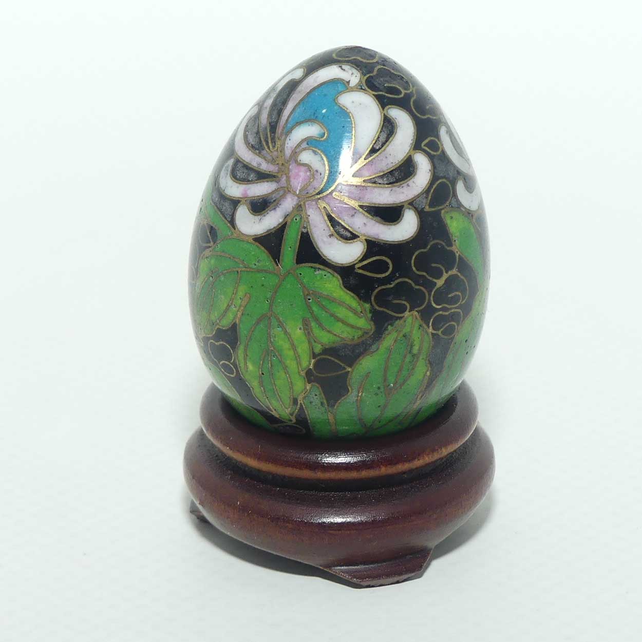 Mid Century Cloisonne miniature egg on stand