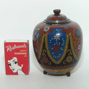 Fine Quality Cloisonne Enamel on Bronze lidded jar | Butterflies and Flowers