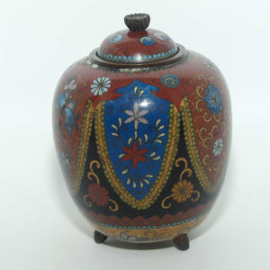 Fine Quality Cloisonne Enamel on Bronze lidded jar | Butterflies and Flowers